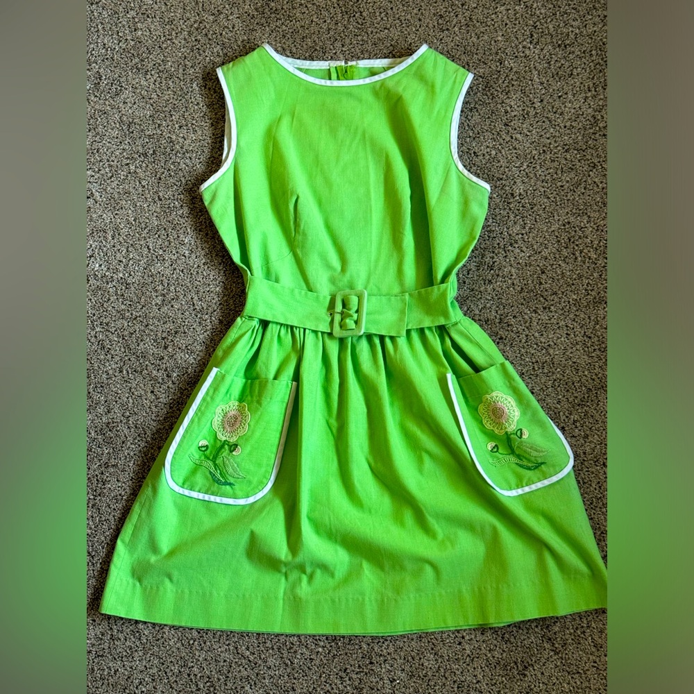 Green vintage handmade dress